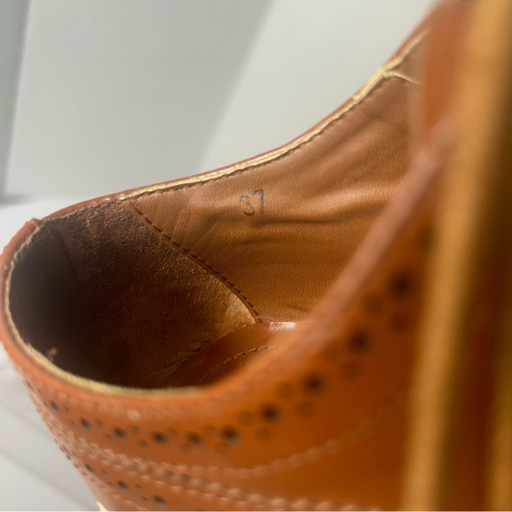 NEW PRADA Brogue Leather Creeper Espadrille Derby Oxford Platform Shoes 6.5 US - Picture 5 of 9